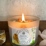 Green Tea and Citrine Gemstone Candle - Positivity  Green Tea and Citrine Gemstone Candle - Positivity