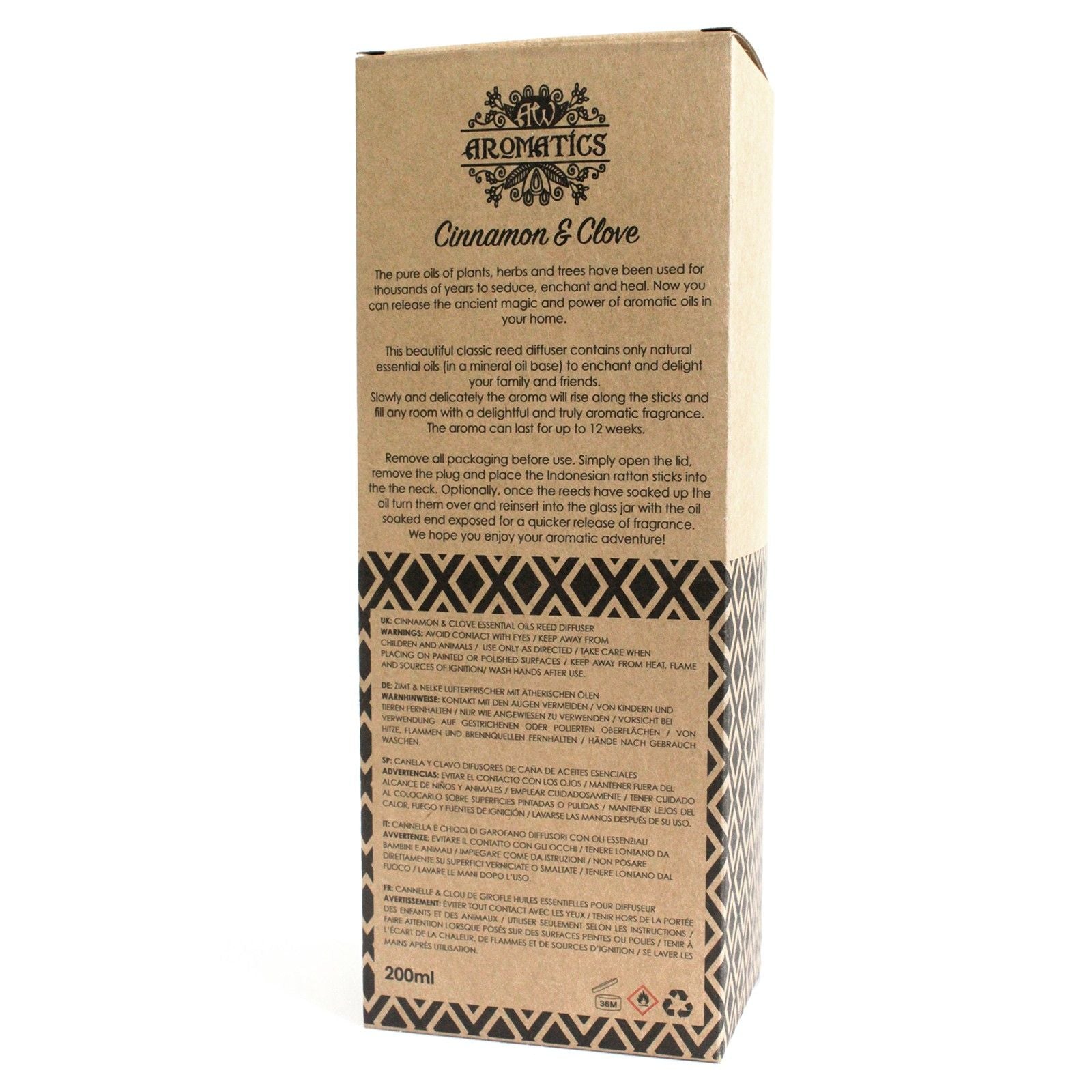 200ml Cinnamon & Clove Essential Oil Reed Diffuser  200ml Cinnamon & Clove Essential Oil Reed Diffuser