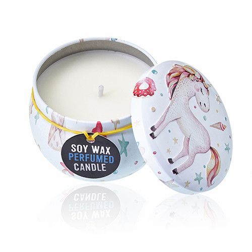 Art Tin Candle - Assorted Design - Unicorns - Moonstone  Art Tin Candle - Assorted Design - Unicorns - Moonstone