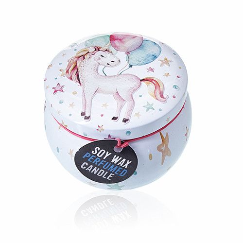 Art Tin Candle - Assorted Design - Unicorns - Moonstone  Art Tin Candle - Assorted Design - Unicorns - Moonstone