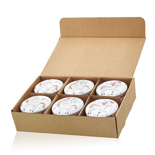 Art Tin Candle - Assorted Design - Unicorns - Moonstone  Art Tin Candle - Assorted Design - Unicorns - Moonstone