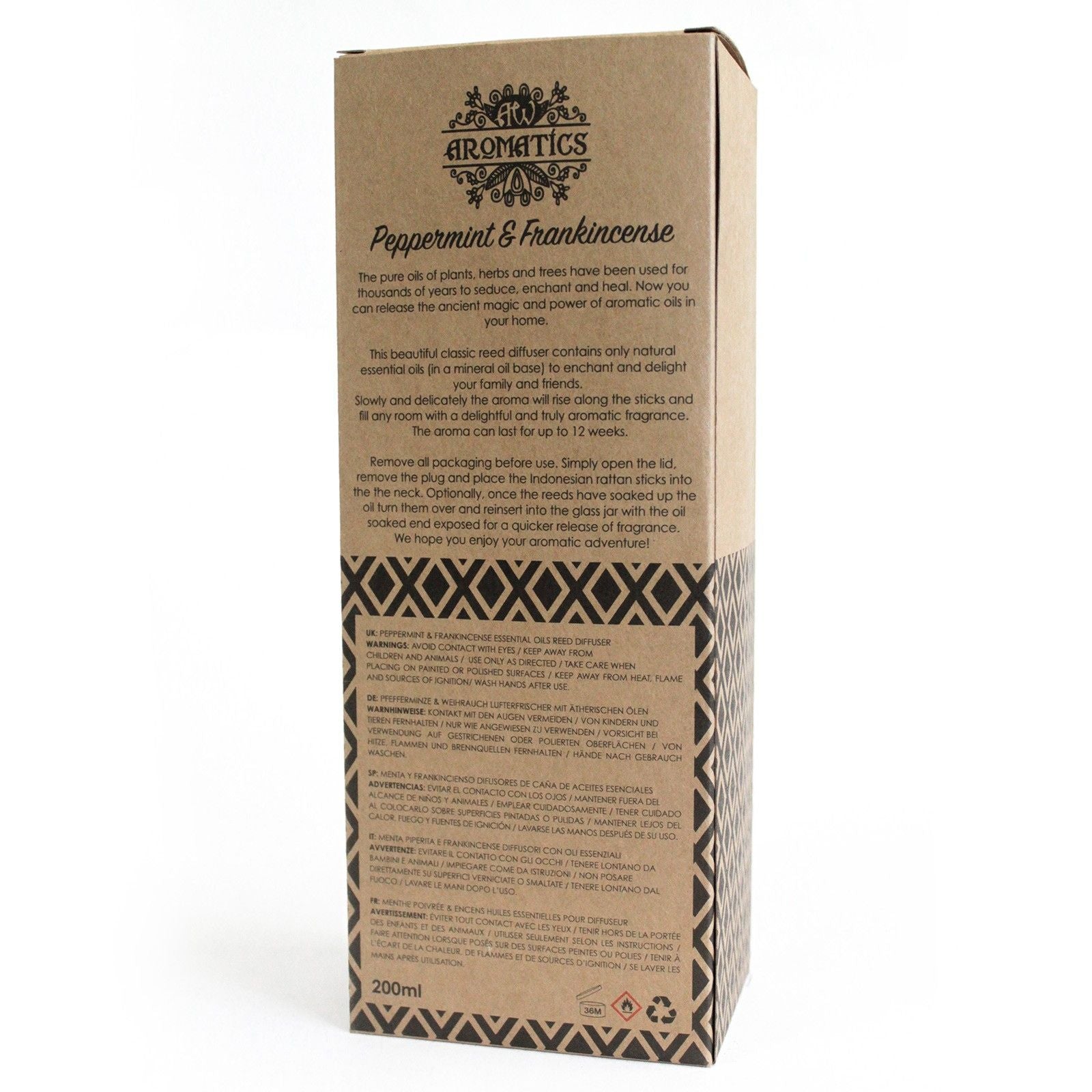 200ml Peppermint & Frankincense Essential Oil Reed Diffuser  200ml Peppermint & Frankincense Essential Oil Reed Diffuser